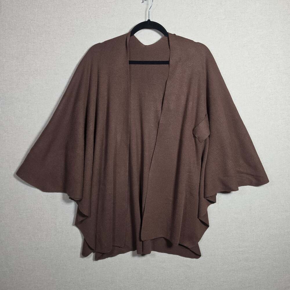 Puli Brown poncho Shawl wrap Womens One Size quality soft sweater Duster Boho - Picture 6 of 8